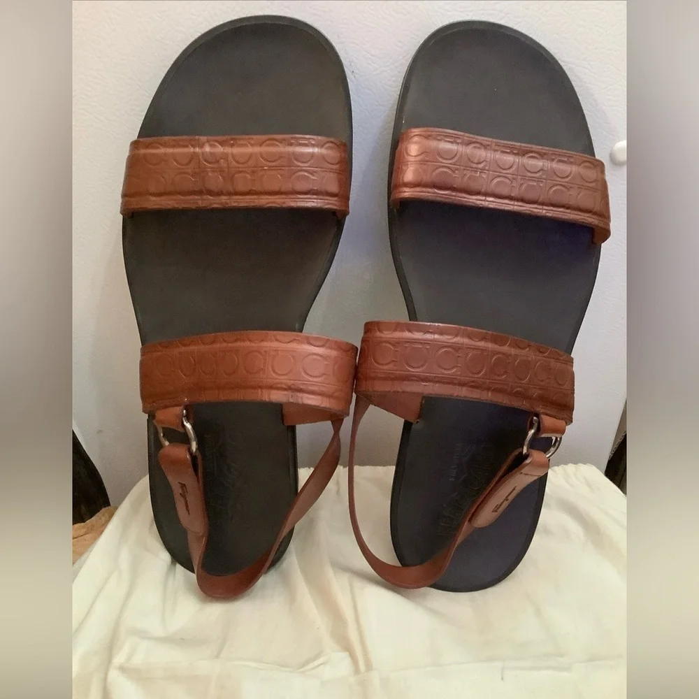 NOT FOR SALE RIGHT NOW Ferragamo Men’s Brown Leather Gancini Sandals - Picture 12 of 14